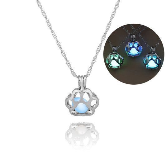 Dog Paw Hollow Luminous Necklace