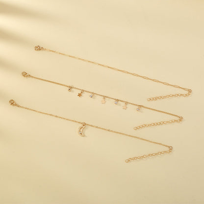 Star and Moon Tassel Bracelet Set, 3pcs