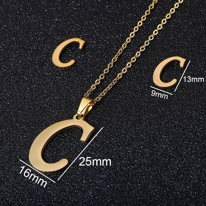Stainless Steel Alphabet Necklace, 26 Initial Letters A–Z