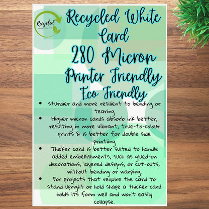 A3 White Recycled Card 220gsm - Thick, Textured,