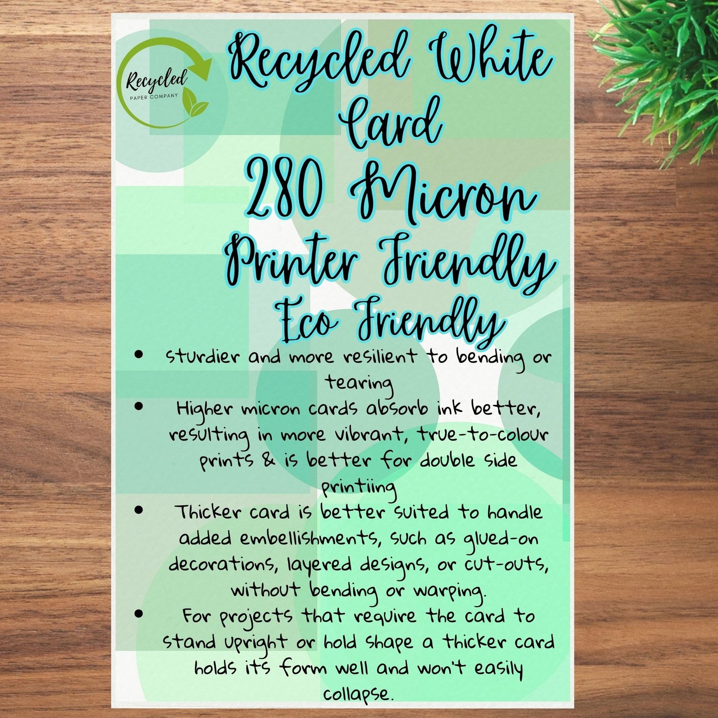 A2 Recycled White Card 220gsm - Eco-Friendly Thick Card for Art & Craft Projects