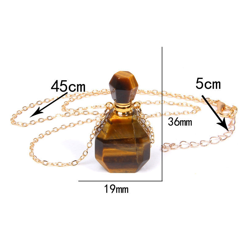 Perfume Bottle Crystal Pendant Necklace, Gold Chain
