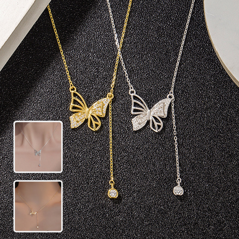 S925 Silver Hollow Butterfly Necklace
