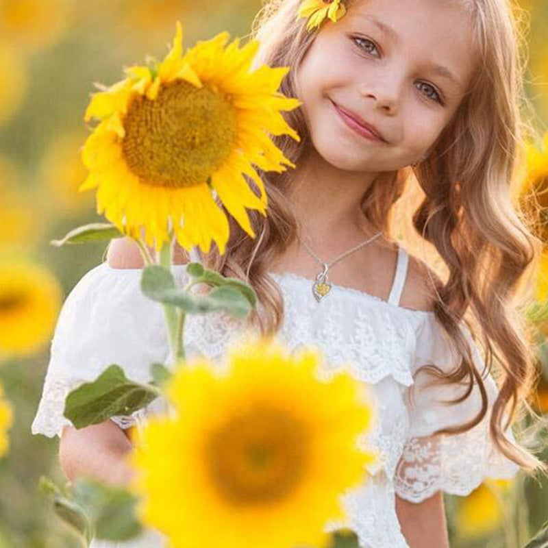 Sunshine Sunflower Pendant Necklace
