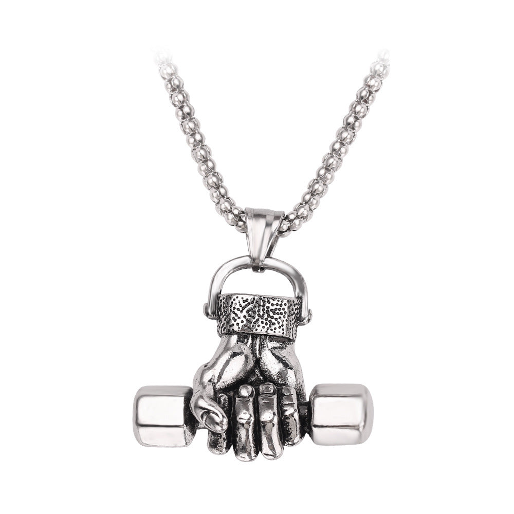 Gym Dumbbell Pendant Necklace