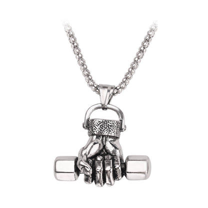 Gym Dumbbell Pendant Necklace