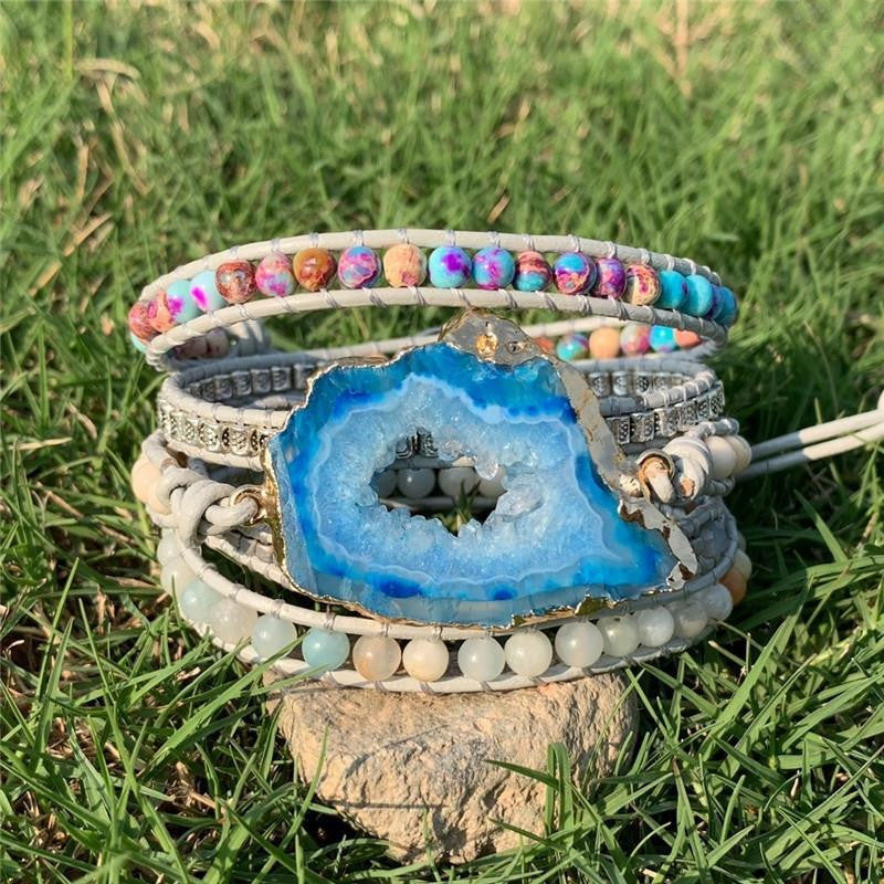 Boho Bracelet with Natural Stones Charm