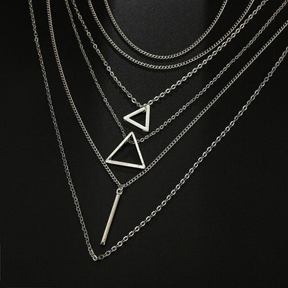 Triangle Bar Pendant Multilayer Necklace