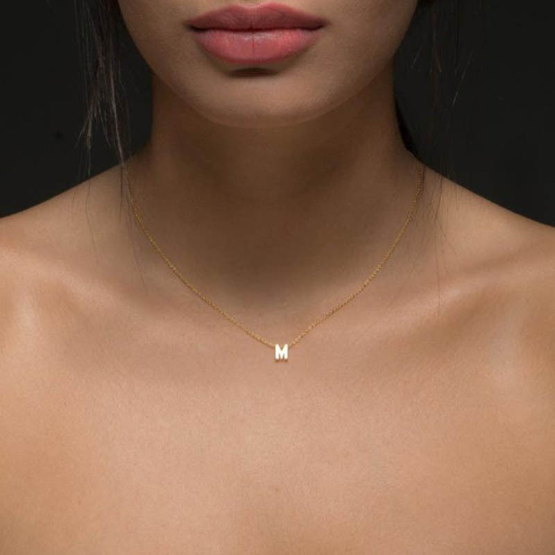 Tiny Initial Necklace, Gold & Silver