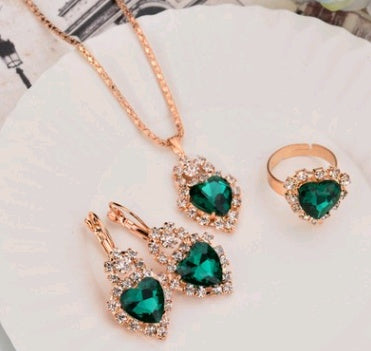 Water Drop Diamond Necklace, Earrings & Rings Sets