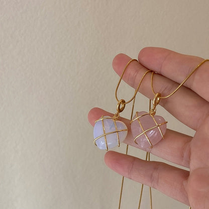 Heart Shaped Barbie Moonstone Necklace