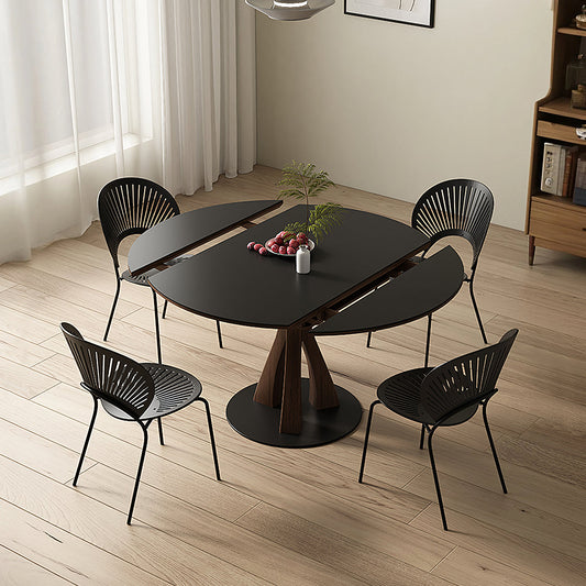 Caruso Round Folding Dining Table, Sintered Stone, Black