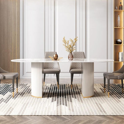 Costanza Oval Dining Table, Sintered Stone, White