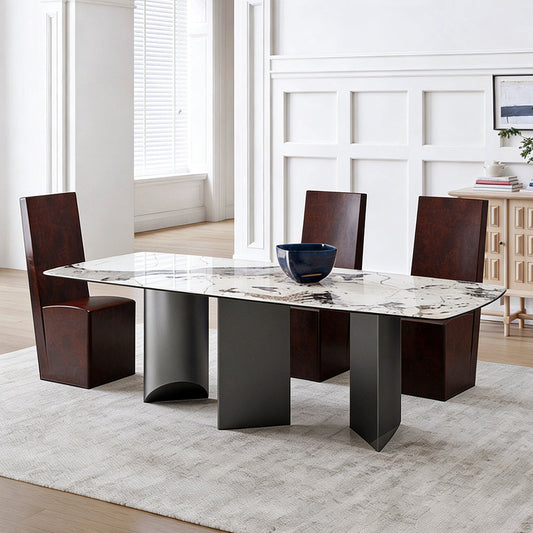 Nala Dining Table With Black Legs, Sintered Stone