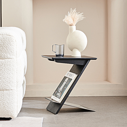 Adrian Side Table With Magazine Rack, Solid Wood