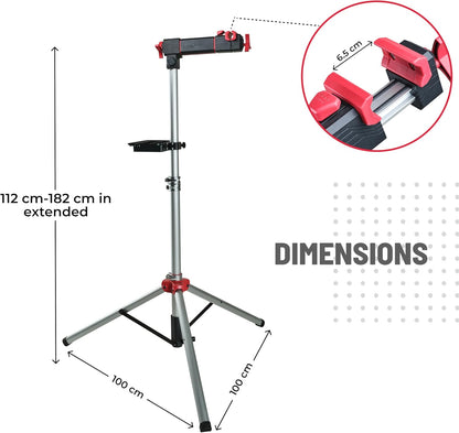 Bike Repair Stand Adjustable Metal Workstand with Bag Silver Red PRO BIKE TOOL