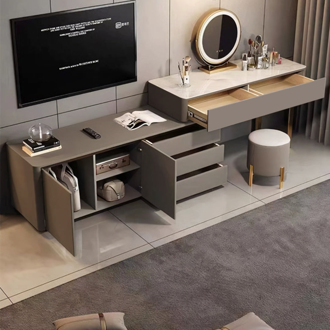 Dempsey Dressing Table With Sideboard, Extendable, Corner Dressing Table