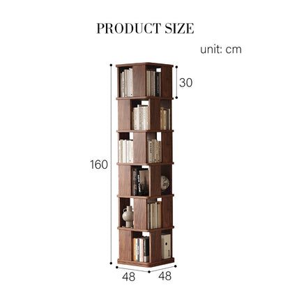 Vasiliev Rotating Bookshelf, Freestanding Shelving Unit, Solid Wood