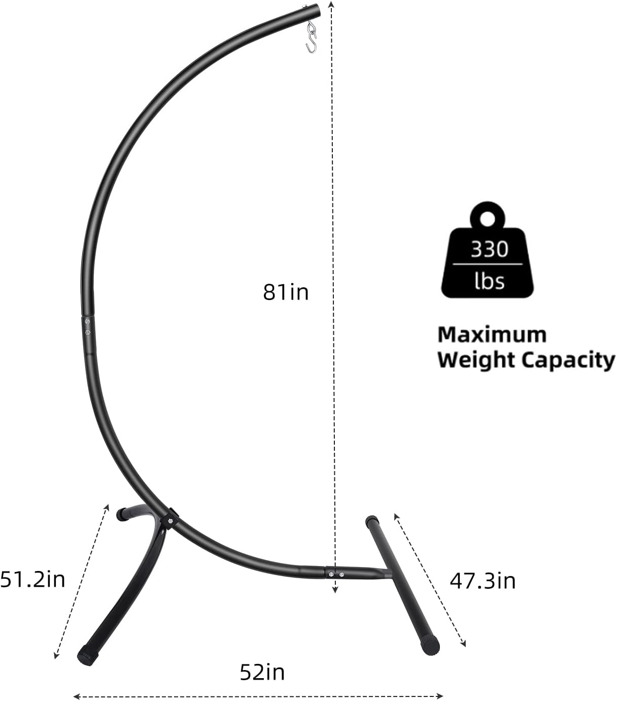 Hammock Chair Stand Only C Shape for Hanging Egg Swing Seat 350lbs GOUTIME