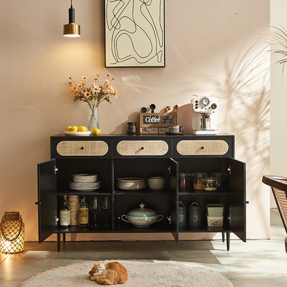Ballard Rattan Sideboard, Black Or Oak