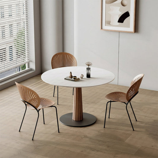 Anderson Small Round Dining Table, Sintered Stone & Solid Wood
