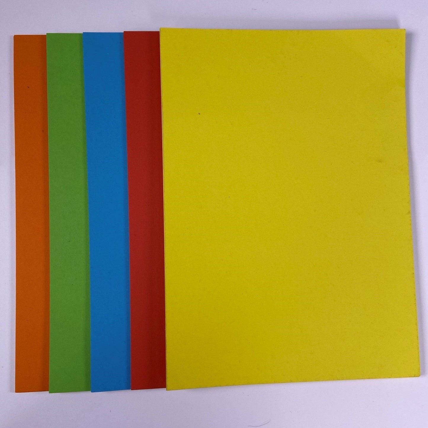 A2 Vivid Coloured Recycled Card 180gsm - Bright Mix of Yellow, Red, Blue, Green, and Orange