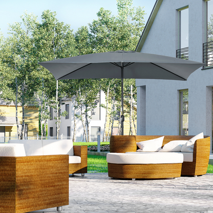 Outsunny 3x2m Patio Parasol Canopy Tilt Crank 6 Ribs Sun Shade Garden Dark Grey