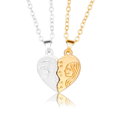 Holding Hands Couple Necklace, 2Pc Set