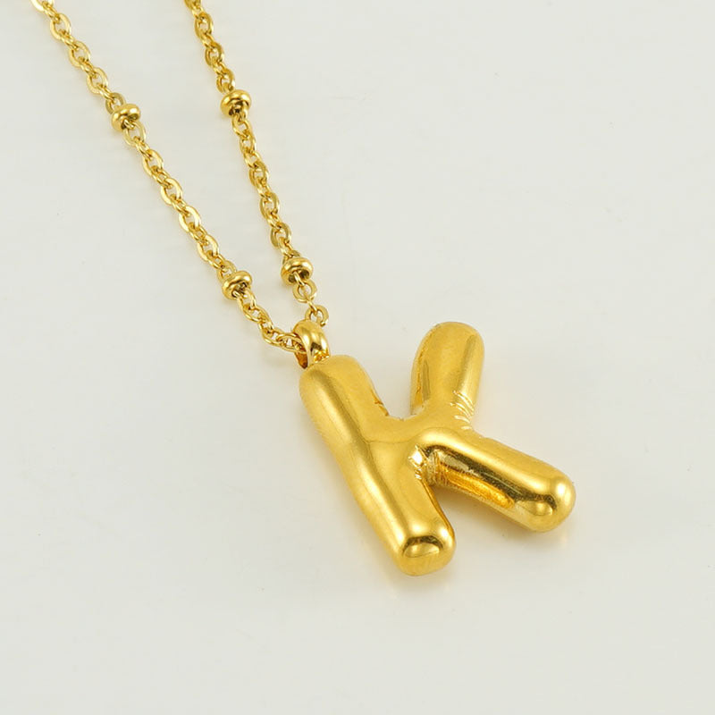 Bubble Letter Pendant Necklace A-Z