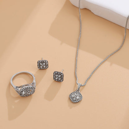 Ring, Stud Earrings, Necklace, 3Pc Set