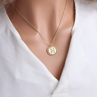 A-Z Round Necklace with Colourful Crystals