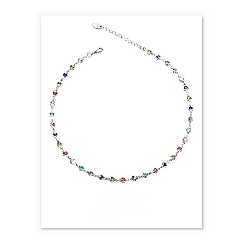 Gold & White Gold Candy Glass Heart Necklace & Bracelet Set