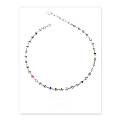 Gold & White Gold Candy Glass Heart Necklace & Bracelet Set