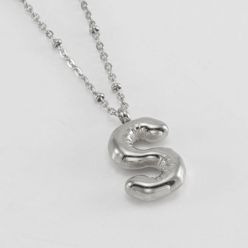 Bubble Letter Pendant Necklace A-Z