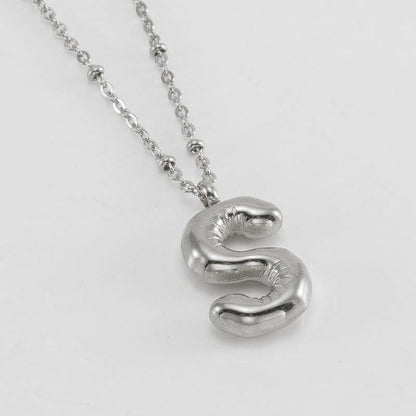 Bubble Letter Pendant Necklace A-Z