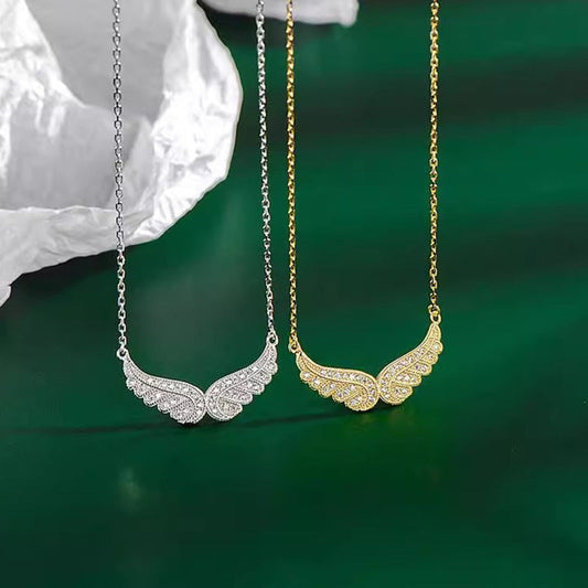Cubic Zirconia Angel Wings Pendant Necklace