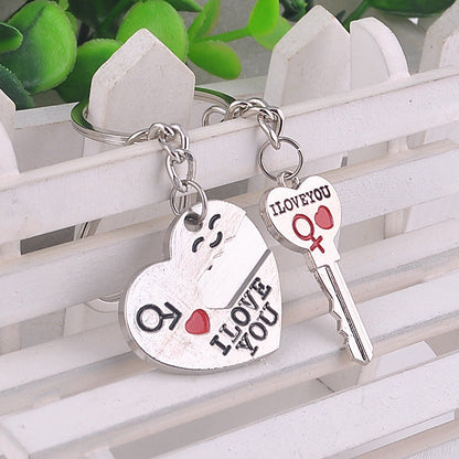 Heart and Key Shaped Love Keychain