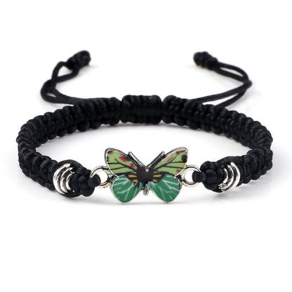 Adjustable Couple Butterfly Buckle Braided Bracelet