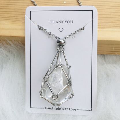 Handmade Natural Crystal Mesh Bamboo Necklace