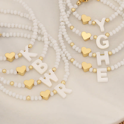 26 Letters White Shell Beaded Bracelet for Women