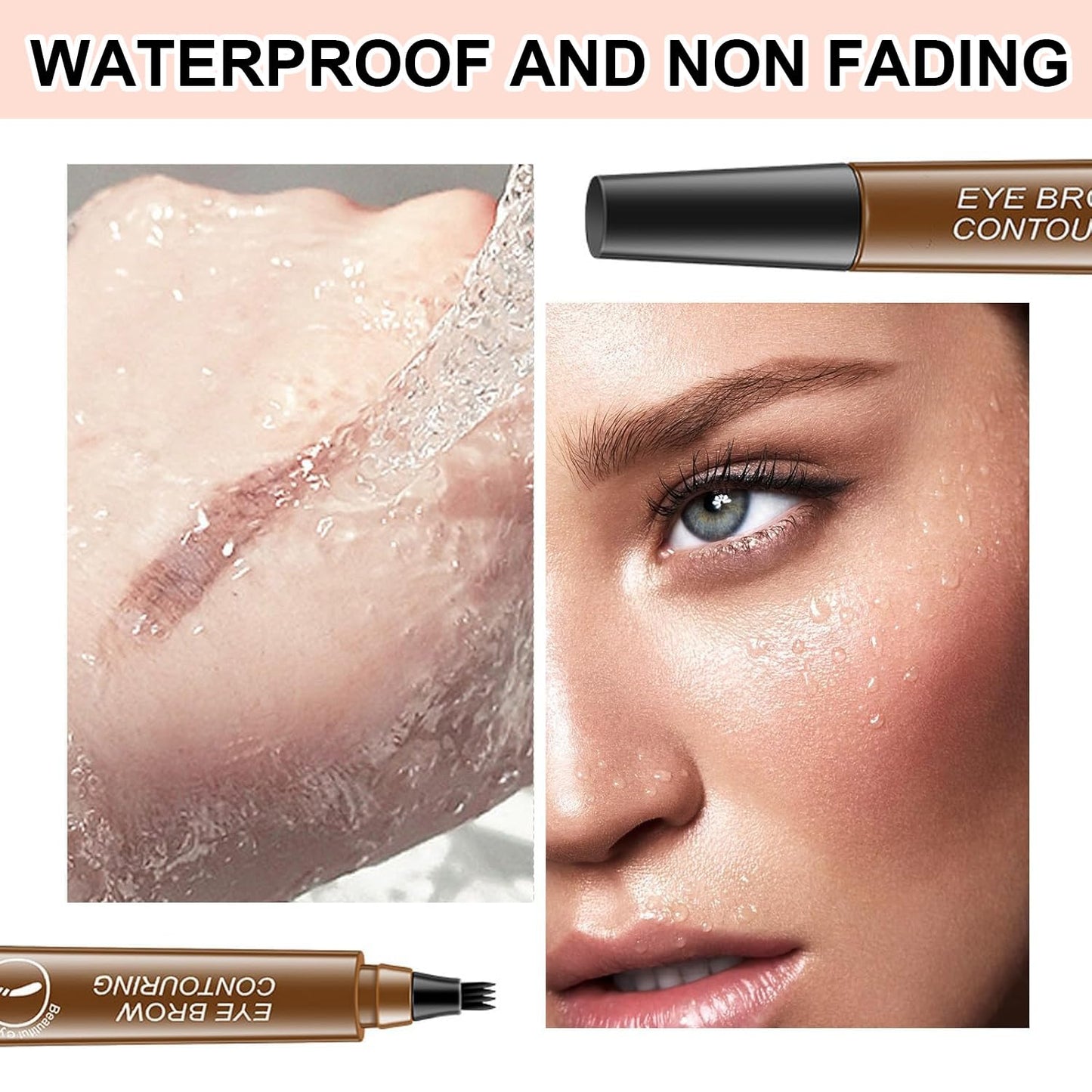 2PC Microblading Eyebrow Pencil – 2026 New 3D Waterproof 4-Tip, Light Brown