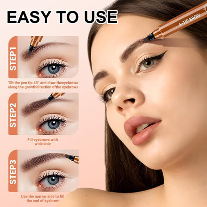 2PC Microblading Eyebrow Pencil for Women - 2026 Waterproof 4-Tip Micro-Fork for Natural-Looking Brows
