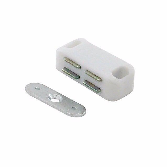 White Magnetic Catches for Secure Cabinet and Drawer Closure