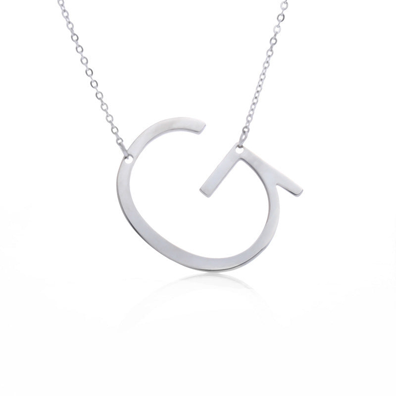 Big Initial Letter Pendant Necklace, Gold Silver, and Rose Gold