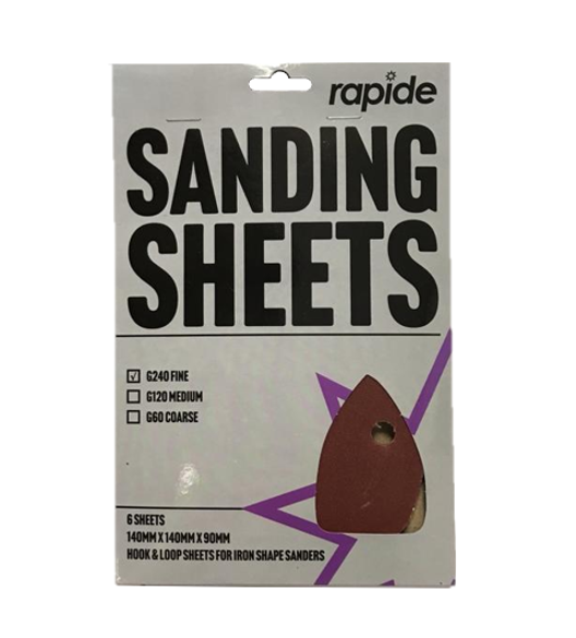 Rapide Iron Shape Sanding Paper Sheets G240 Fine Pack of 6