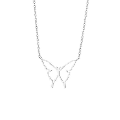 Hollow Butterfly Wings Pendant Necklace