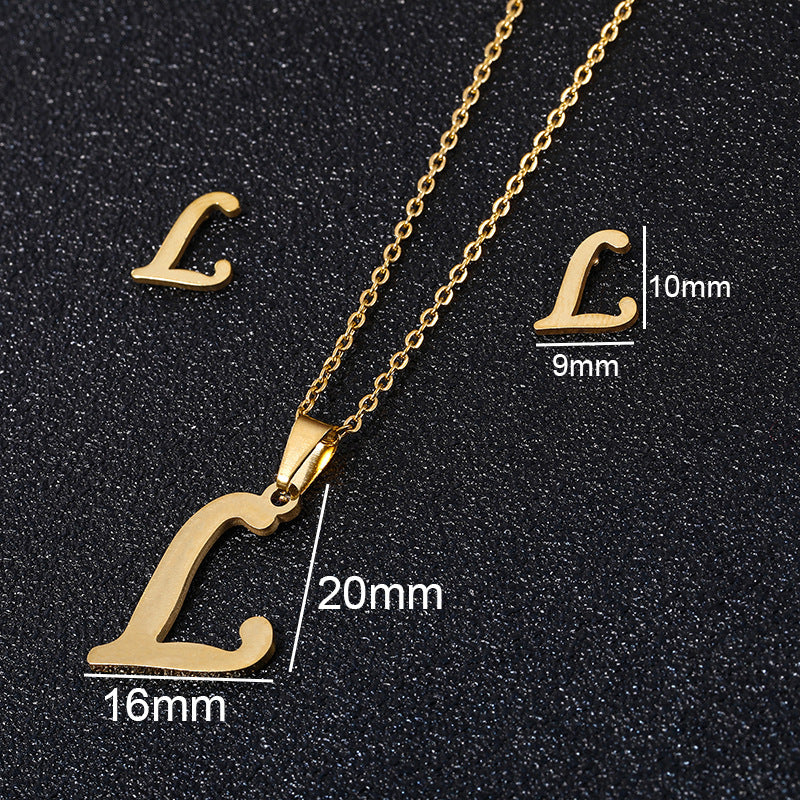 Stainless Steel Alphabet Necklace, 26 Initial Letters A–Z