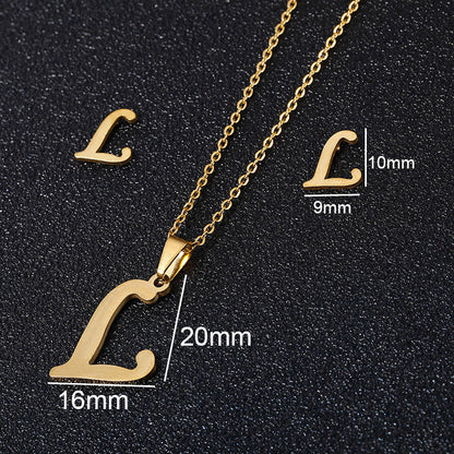 Stainless Steel Alphabet Necklace, 26 Initial Letters A–Z