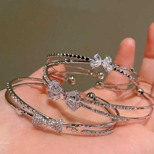 Women’s Minimalist Silver Bow Bracelet