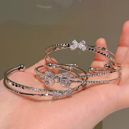 Women’s Minimalist Silver Bow Bracelet